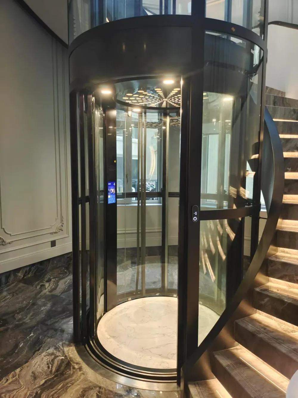Panoramic & glass lift cabin design reference from a supplier catalogue
