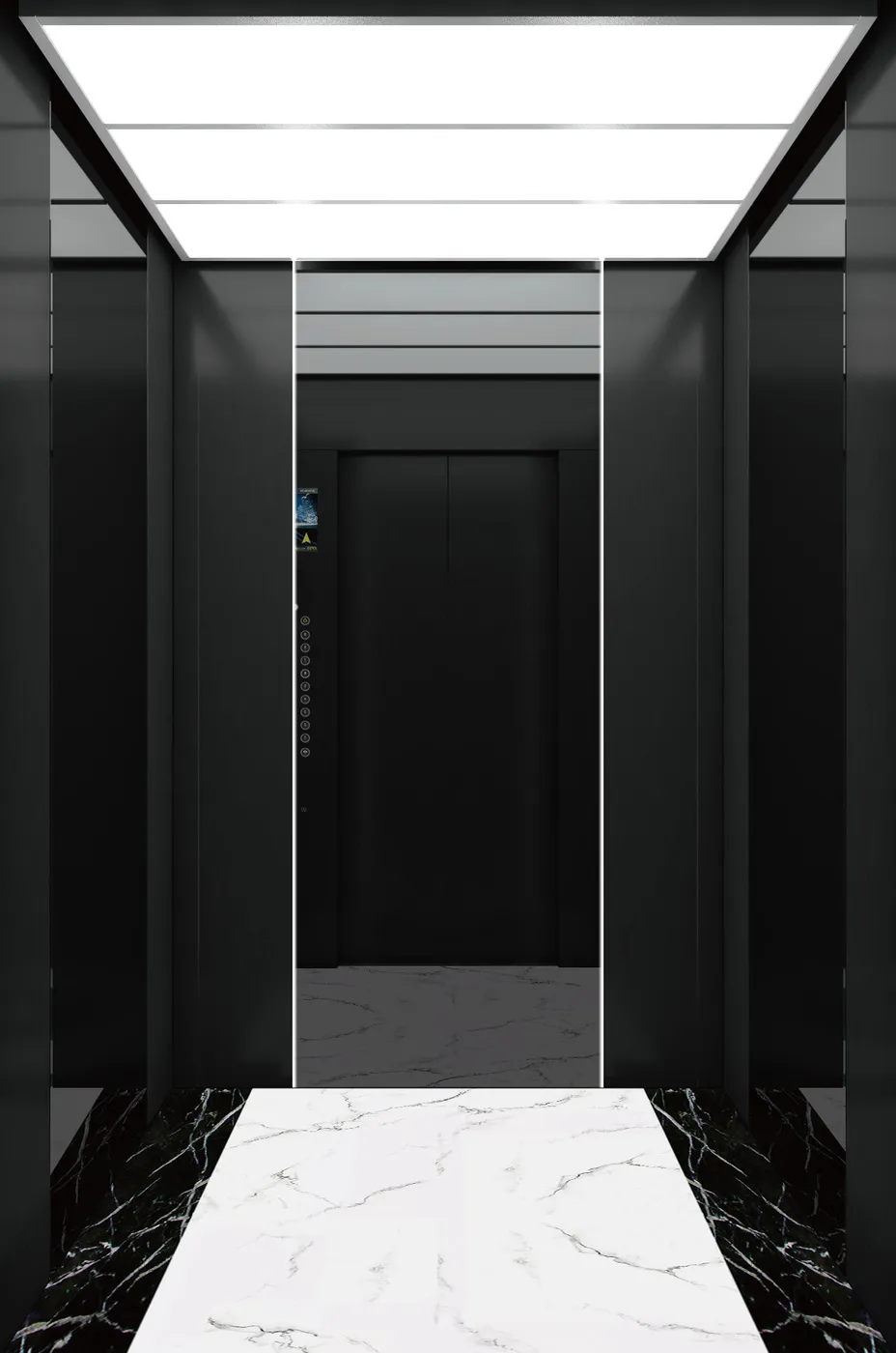 Passenger lift cabin design reference from a supplier catalogue